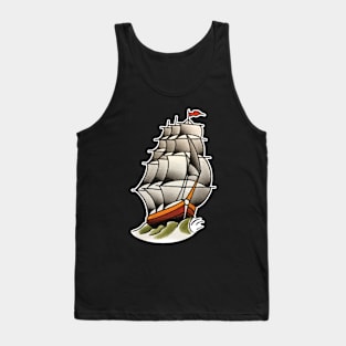 Classic Ship Tattoo Design Tank Top